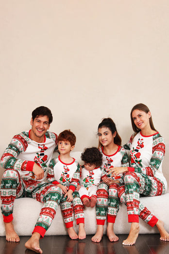 Rode groene familie kerstboom pyjama set