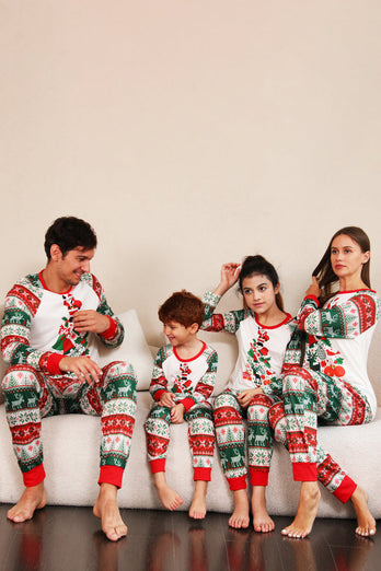 Rode groene familie kerstboom pyjama set