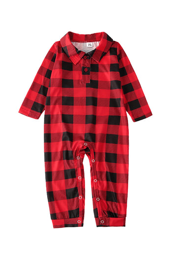 Rode geruite kerstfamilie bijpassende 2-delige pyjamaset