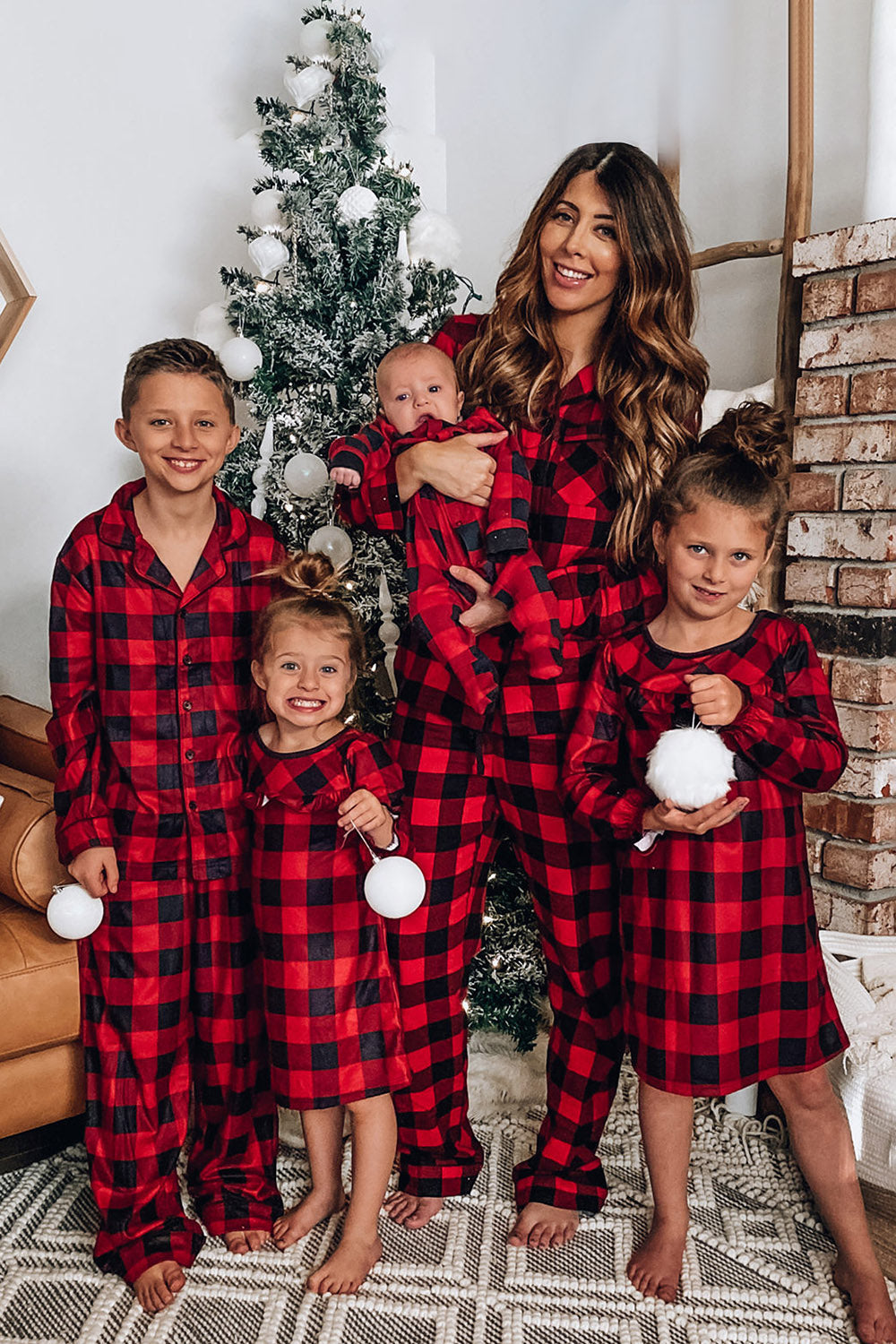 Rode geruite kerstfamilie bijpassende 2-delige pyjamaset