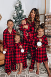 Rode geruite kerstfamilie bijpassende 2-delige pyjamaset