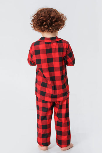 Rode geruite kerstfamilie bijpassende 2-delige pyjamaset
