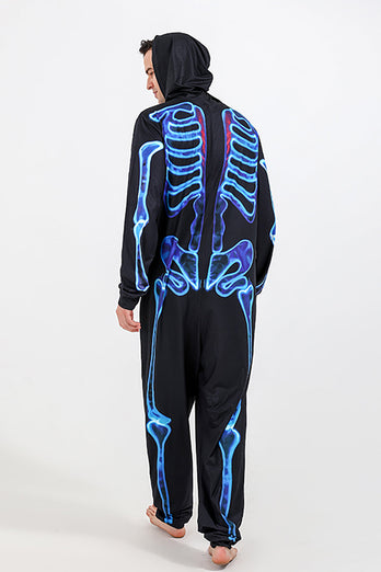 Familie Gezellige Skeleton Print Zip Up Hoodie Jumpsuits