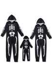 Familie Cozy Skeleton Black Print Zip Up Hoodie Onesie