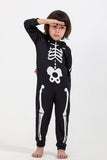 Familie Cozy Skeleton Black Print Zip Up Hoodie Onesie