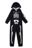 Familie Cozy Skeleton Black Print Zip Up Hoodie Onesie