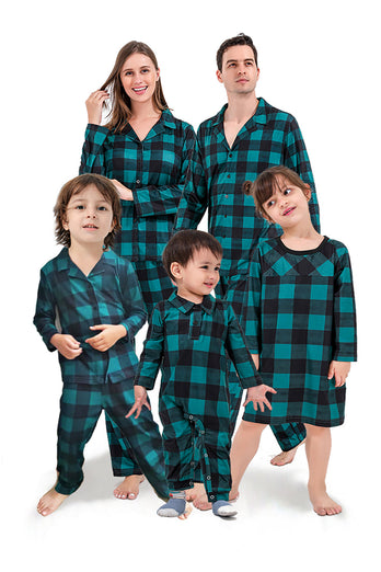 Donkergroen Plaid Christmas Family Matching 2 Delige Pyjama Set