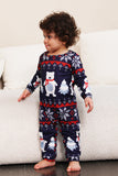 Navy Print Kerst Familie Bijpassende Pyjama Set