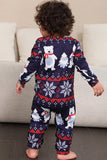 Navy Print Kerst Familie Bijpassende Pyjama Set