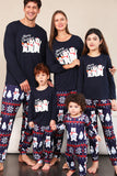 Navy Print Kerst Familie Bijpassende Pyjama Set