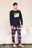 Navy Print Kerst Familie Bijpassende Pyjama Set