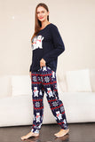 Navy Print Kerst Familie Bijpassende Pyjama Set