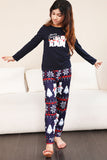 Navy Print Kerst Familie Bijpassende Pyjama Set