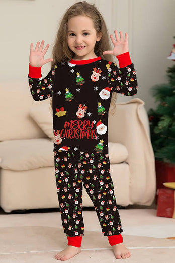 Kerstman en kerstboom Zwarte Familie Bijpassende Pyjama Set