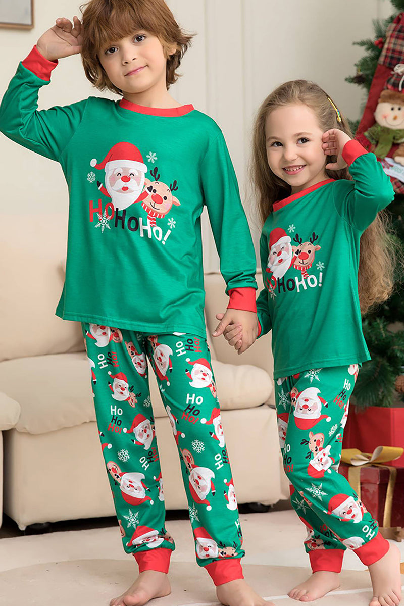 Afbeelding in Gallery-weergave laden, Groene kerstman en herten kerst familie bijpassende pyjama set