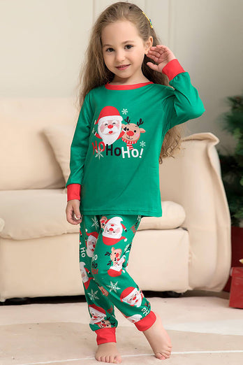 Groene kerstman en herten kerst familie bijpassende pyjama set