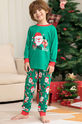 Groene kerstman en herten kerst familie bijpassende pyjama set