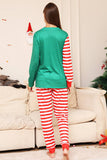 Groene en rode strepen Kerst Familie Matching Pyjama Set