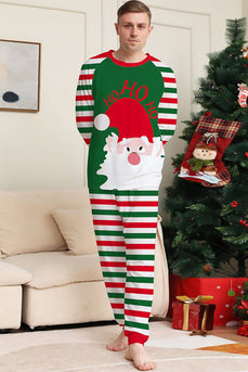 Groene en rode strepen Kerstmis Santa Claus Familie Pyjama Set