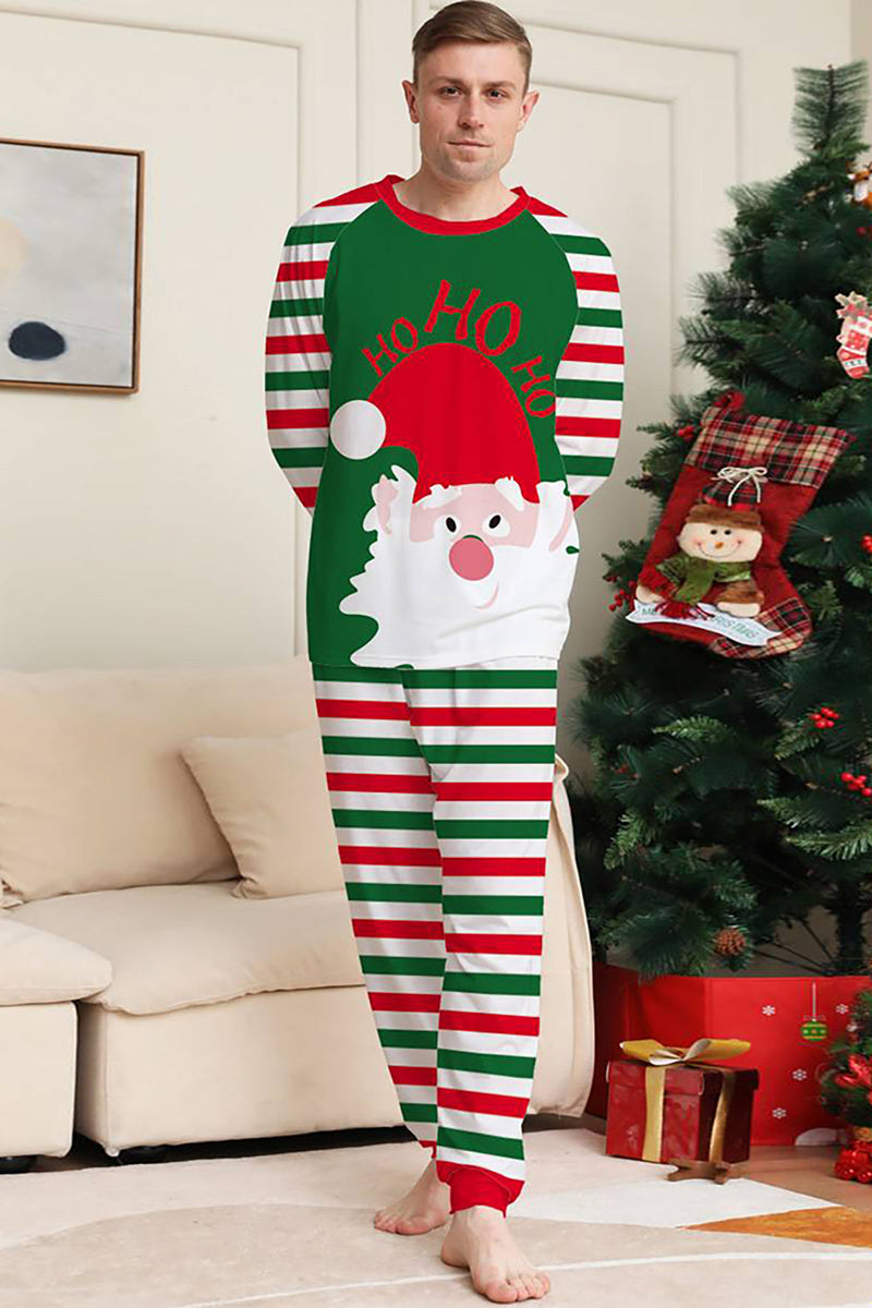 Afbeelding in Gallery-weergave laden, Groene en rode strepen Kerstmis Santa Claus Familie Pyjama Set