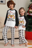 Zwart-wit geruite kerst herten familie pyjama set