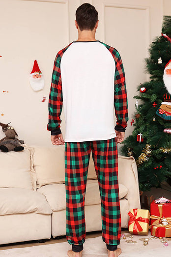Groene en Rode Grid Herten Kerst Familie Bijpassende Pyjama Set