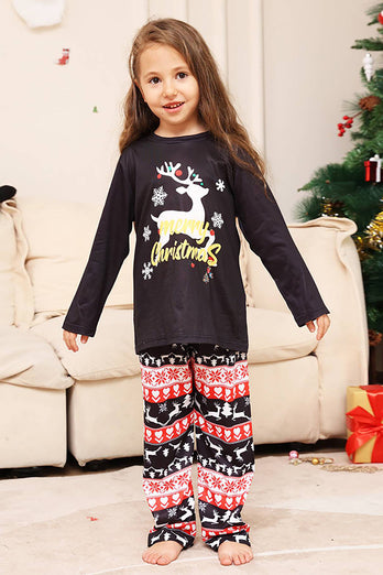 Kerst Black Deer en Snowflake Family Matching Pyjama Set