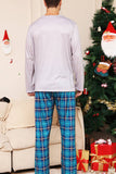 Grijze Hert en Blauw Geruite Kerst Familie Bijpassende Pyjama Set