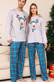 Grijze Hert en Blauw Geruite Kerst Familie Bijpassende Pyjama Set