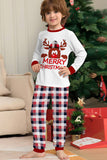 Wit Hert en Rode Plaid Kerst Familie Bijpassende Pyjama Set