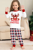 Wit Hert en Rode Plaid Kerst Familie Bijpassende Pyjama Set