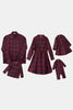 Afbeelding in Gallery-weergave laden, Familie Matching Outfits Donkerrood geruite Bowknot Jurken en Lange Mouwen T-Shirt