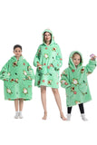 Zwarte aardbei familie bijpassende flanel oversized draagbare hoodie deken sweatshirt