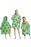 Zwarte dinosaurus familie bijpassende flanel oversized draagbare hoodie deken sweatshirt