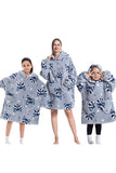 Zwarte dinosaurus familie bijpassende flanel oversized draagbare hoodie deken sweatshirt