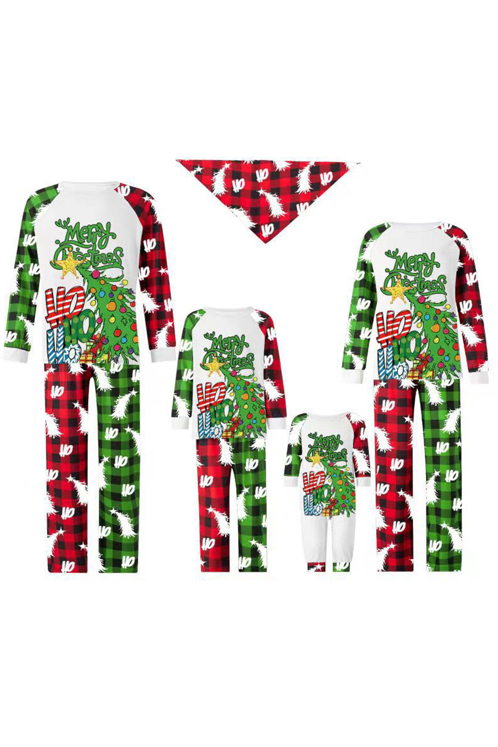 Groene kerstboom print familie pyjama