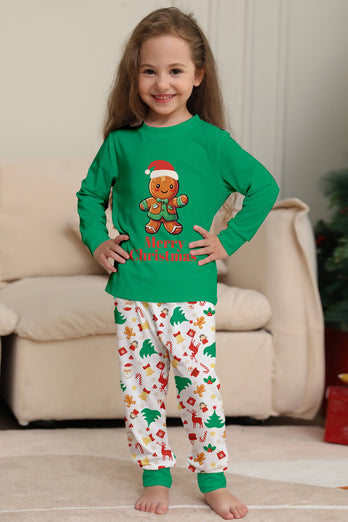 Kerstmis Familie Bijpassende Pyjama Groene Santa Claus Print Pyjama Set