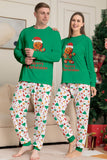 Kerstmis Familie Bijpassende Pyjama Groene Santa Claus Print Pyjama Set