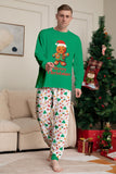 Kerstmis Familie Bijpassende Pyjama Groene Santa Claus Print Pyjama Set