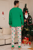 Kerstmis Familie Bijpassende Pyjama Groene Santa Claus Print Pyjama Set