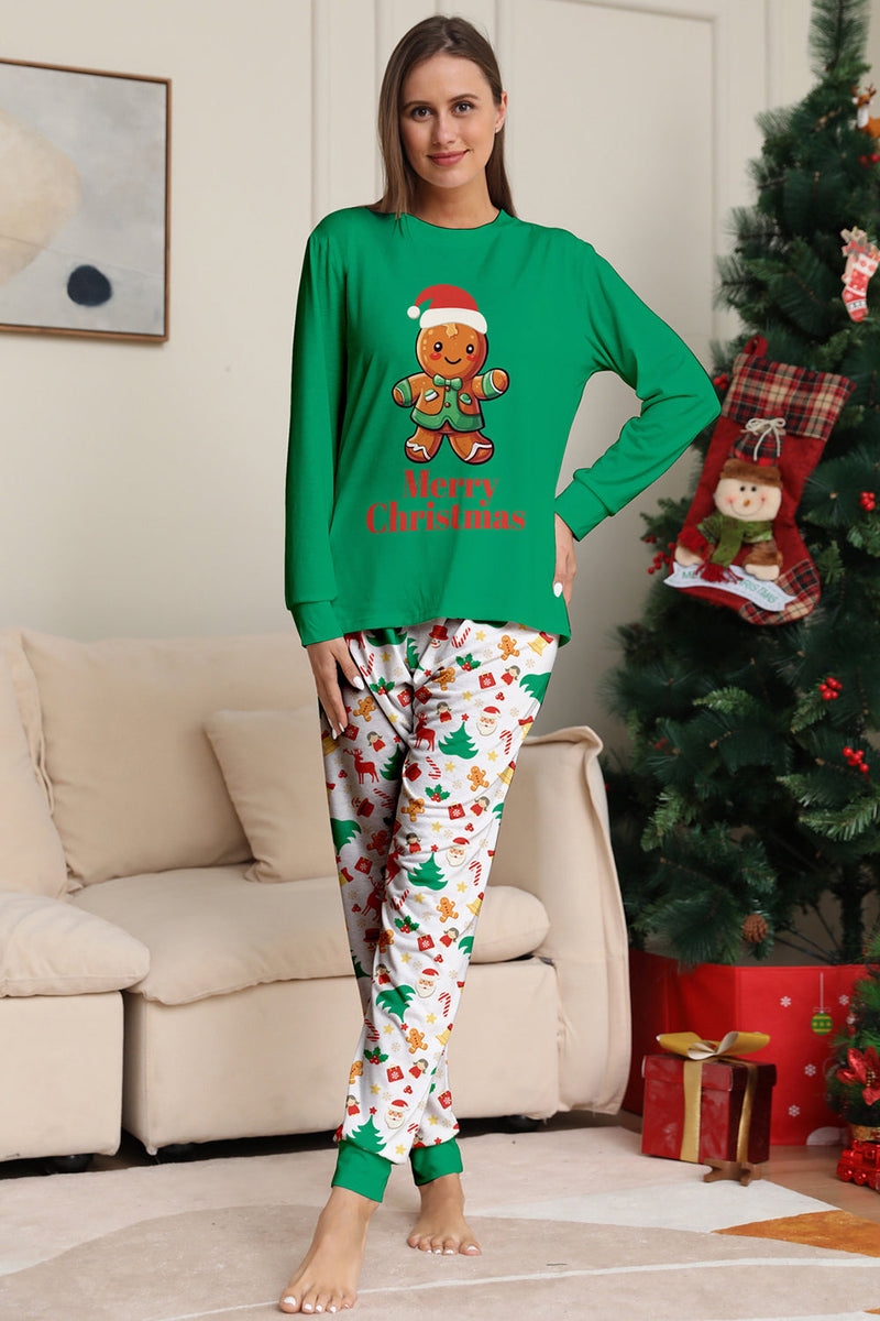 Afbeelding in Gallery-weergave laden, Kerstmis Familie Bijpassende Pyjama Groene Santa Claus Print Pyjama Set