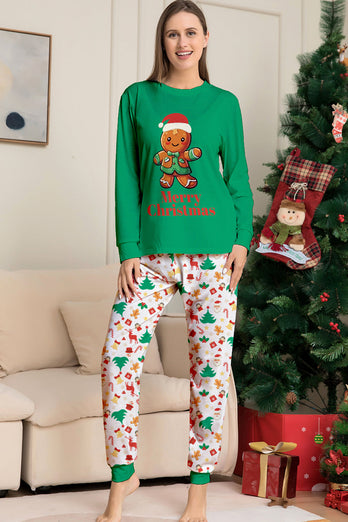 Kerstmis Familie Bijpassende Pyjama Groene Santa Claus Print Pyjama Set