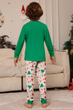 Kerstmis Familie Bijpassende Pyjama Groene Santa Claus Print Pyjama Set