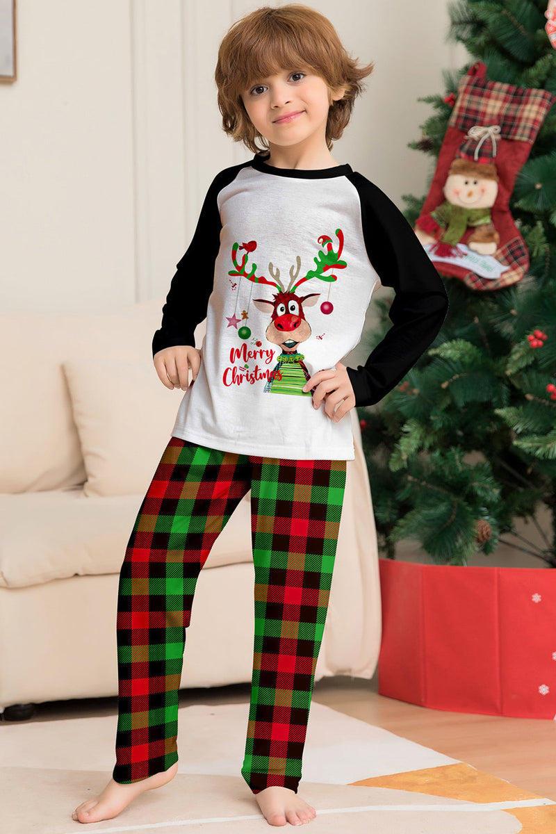 Afbeelding in Gallery-weergave laden, Kerstmis Familie Zwart Wit Hert Bedrukte Plaid Pyjama Set