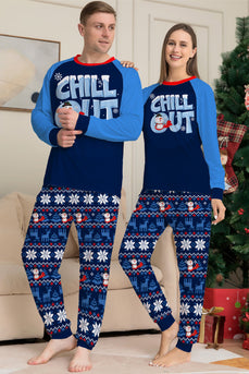 Kerst Familie Bijpassende Pyjama Set Navy Chill Out Pyjama's