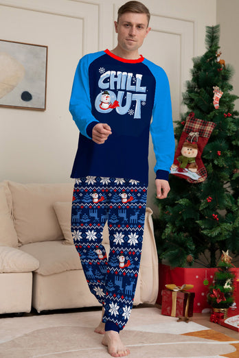 Kerst Familie Bijpassende Pyjama Set Navy Chill Out Pyjama's