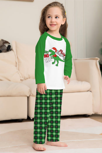 Kerstmis Familie Bijpassende Pyjama Groene Plaid Dinosaurus Print Pyjama Set