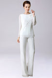 Jumpsuit/Pantsuit scheidt vloer-lengte chiffon moeder van de bruid jurk met strik