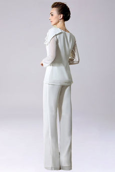 Jumpsuit/Pantsuit scheidt vloer-lengte chiffon moeder van de bruid jurk met strik