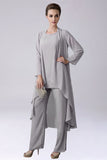 Sliver Jumpsuit/Pantsuit scheidt vloer-lengte Chiffon moeder van de bruid jurk